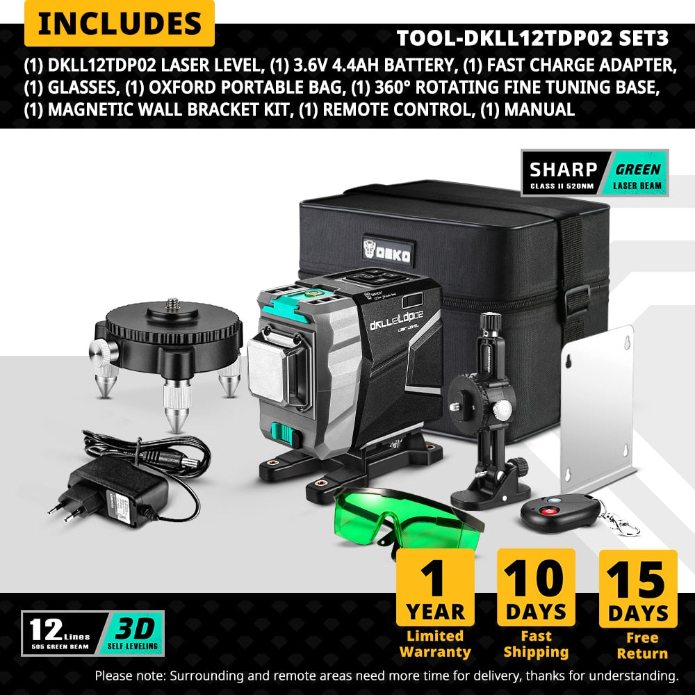 3D Green Laser Level Horizontal & amp