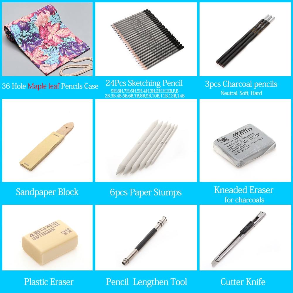 27/39pcs Professional Sketching Drawing Kit