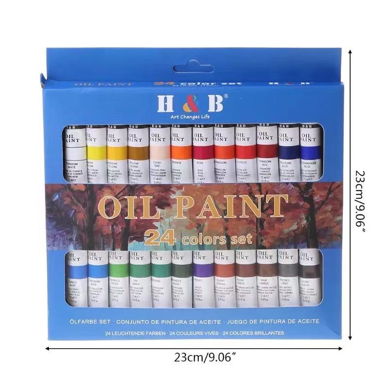 Oil Paint Set 24 Colors 12ml Richly Pigmented Painting Art