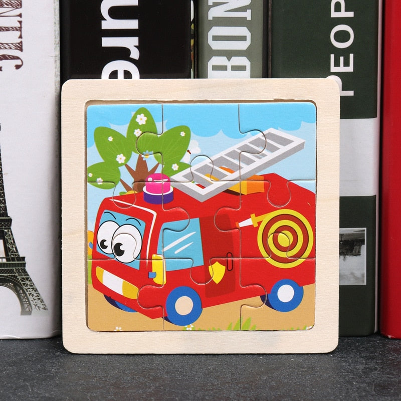 11x11cm Wooden Puzzle Cartoon Animal Collection