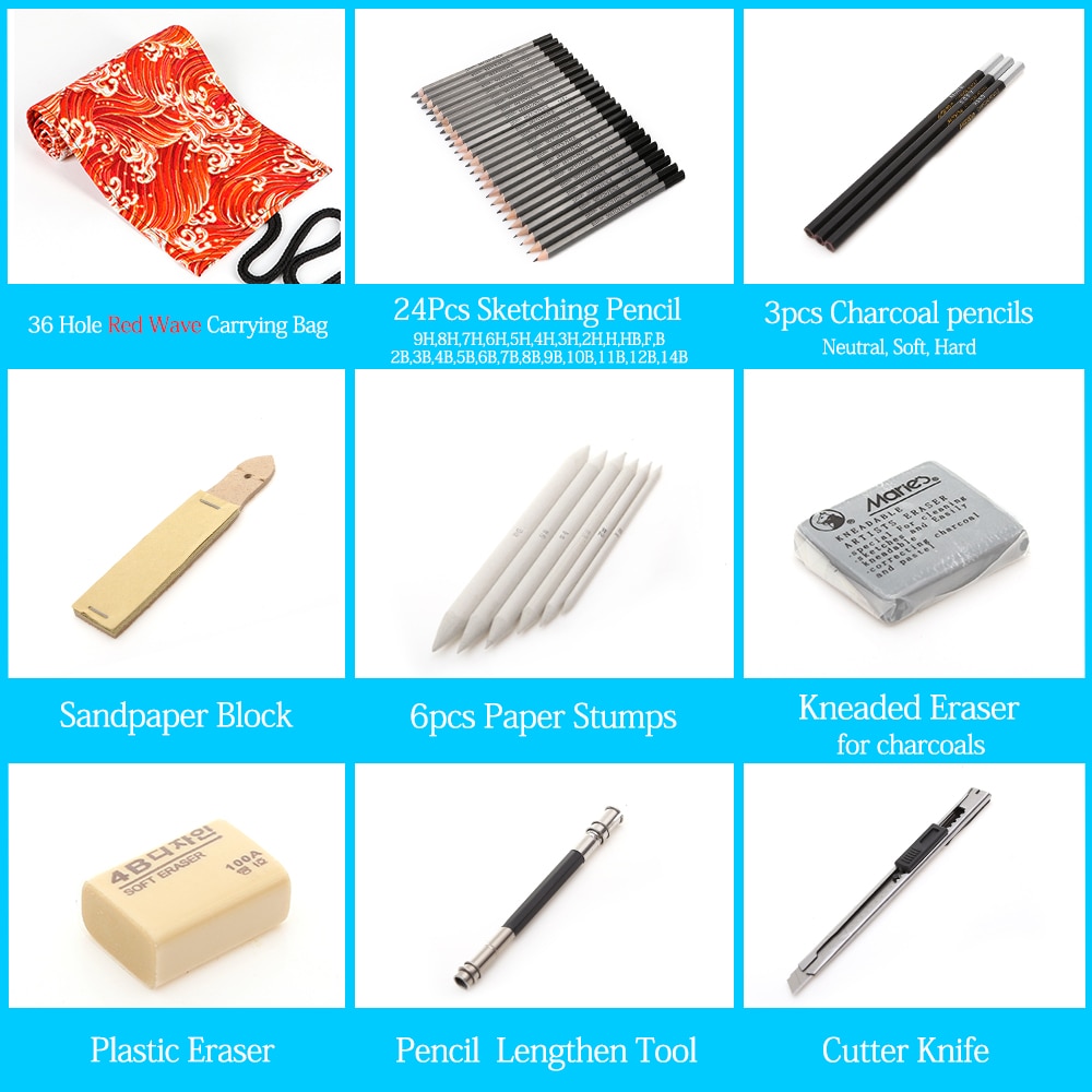 27/39pcs Professional Sketching Drawing Kit