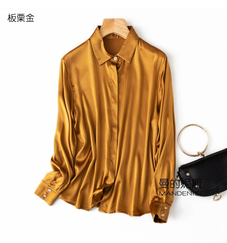 Silk Button Down Long Sleeve Shirts