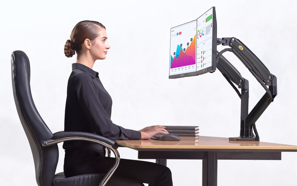 NB F195A Dual Monitor Mount - Gas Spring Arm