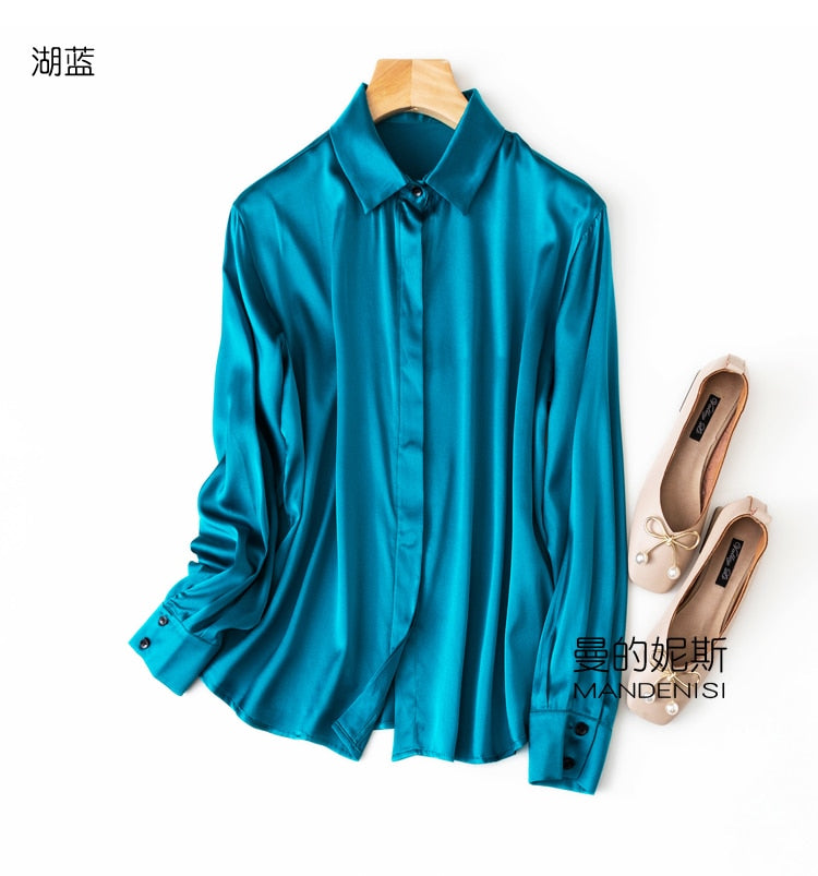 Silk Button Down Long Sleeve Shirts