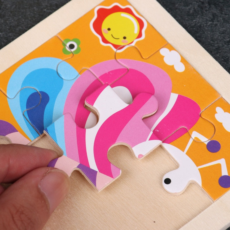 11x11cm Wooden Puzzle Cartoon Animal Collection