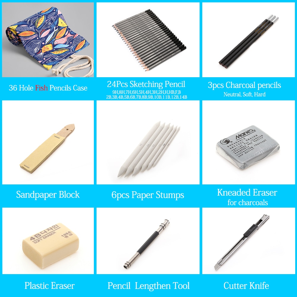 27/39pcs Professional Sketching Drawing Kit