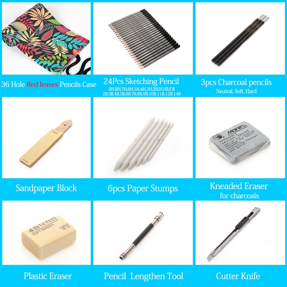27/39pcs Professional Sketching Drawing Kit