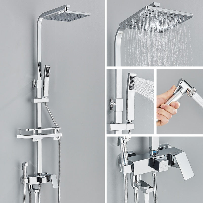 Black Chrome Rainfall Shower Faucet