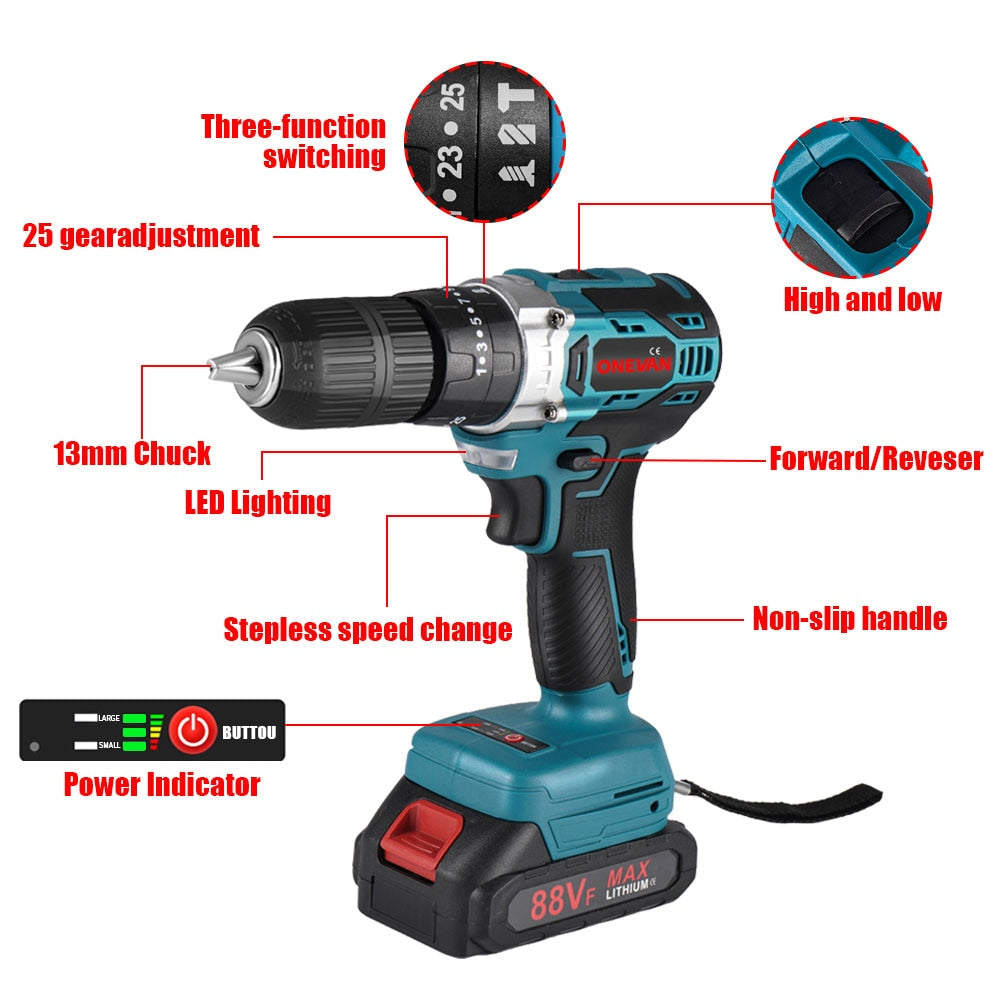 1000W 450NM Brushless Electric Impact Drill