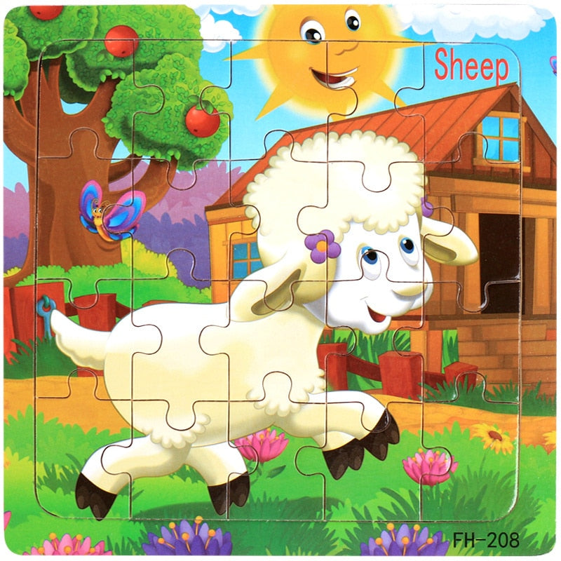 Montessori 3D Puzzle Cartoon Animal Vehicle Jigsaw