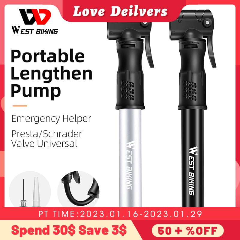 WEST BIKING Portable MTB Bike Pump