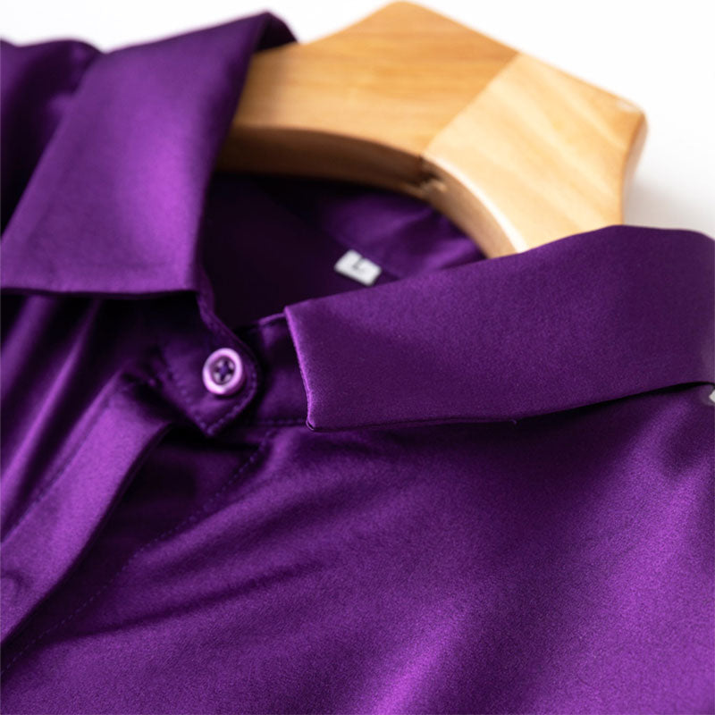 Silk Button Down Long Sleeve Shirts