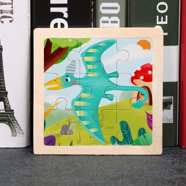 11x11cm Wooden Puzzle Cartoon Animal Collection