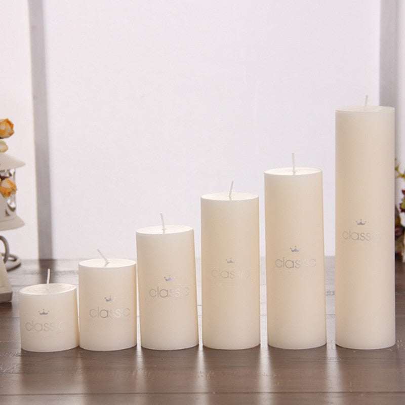 Unscented Ivory White Pillar Candles