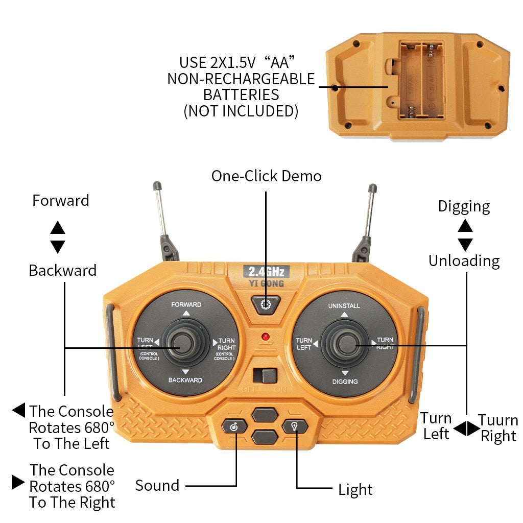 2.4G RC Excavator Dumper RC Car Toy