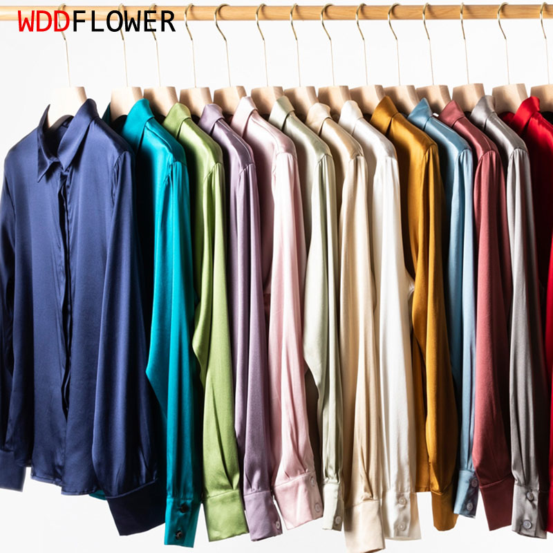Silk Button Down Long Sleeve Shirts