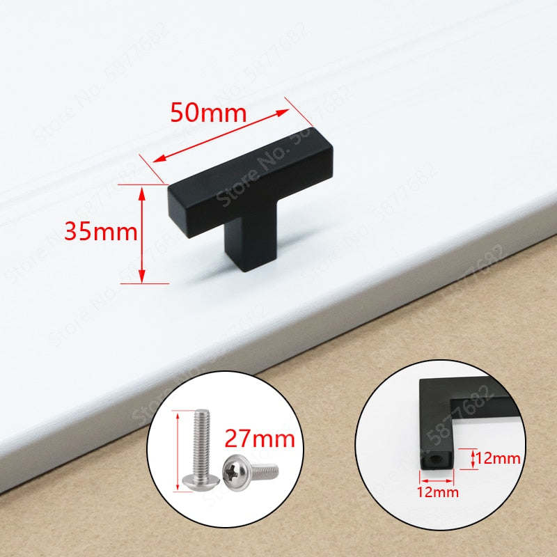 Sleek Black Square Stainless Steel Door Knobs