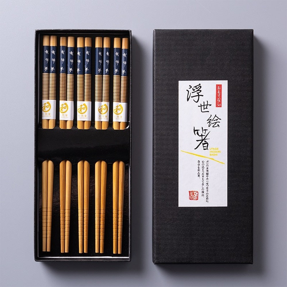 5Pairs of Japanese Non-Slip Chopsticks