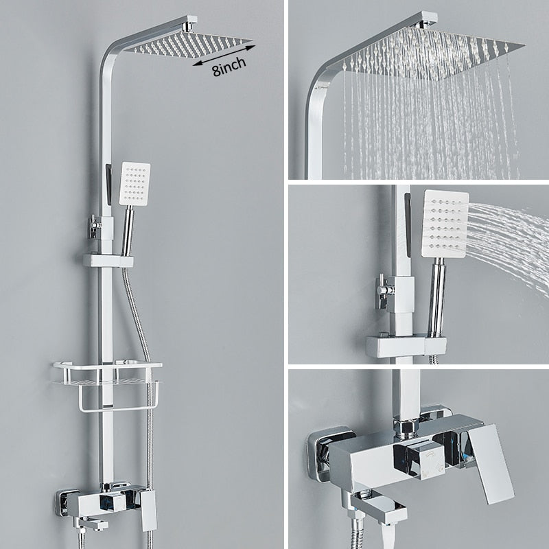 Black Chrome Rainfall Shower Faucet