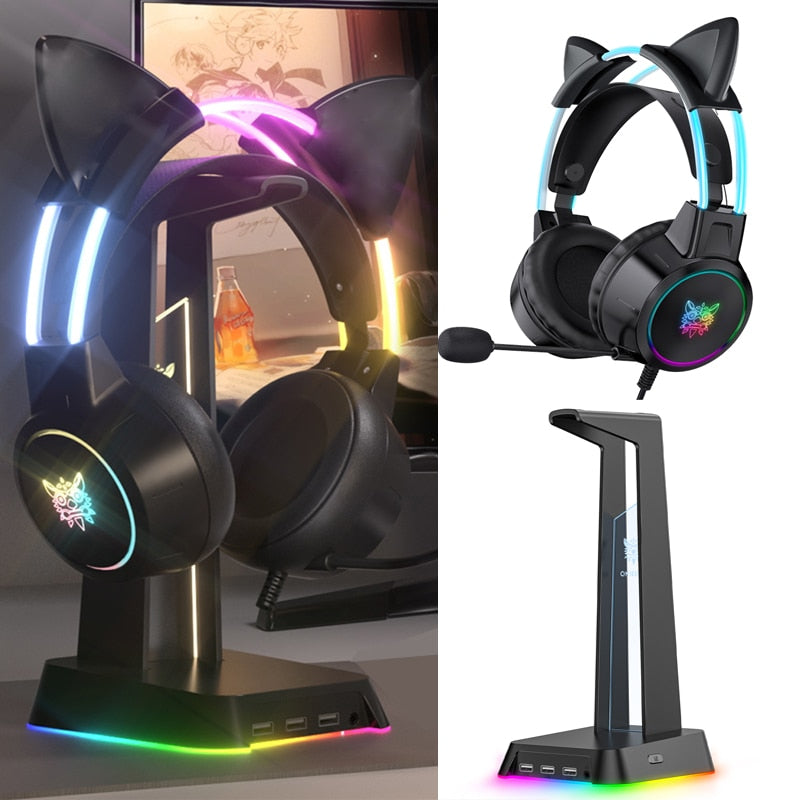 RGB Light Cat Ear Gaming Headphones