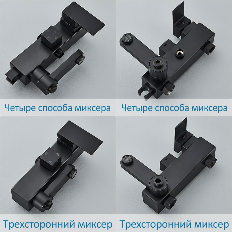 Black Chrome Rainfall Shower Faucet