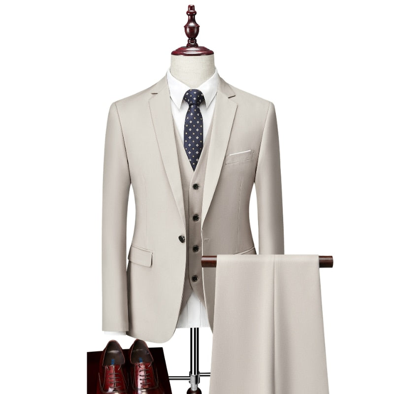 Elegant Jacket, Vest, and Pants Business Suit