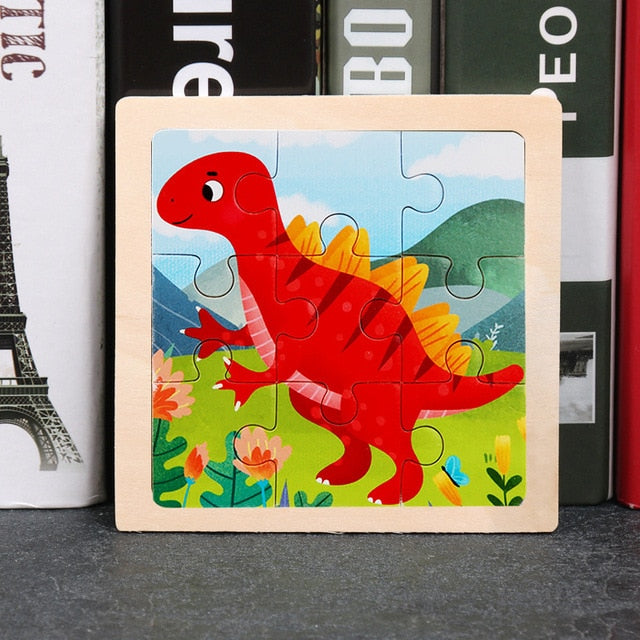 11x11cm Wooden Puzzle Cartoon Animal Collection