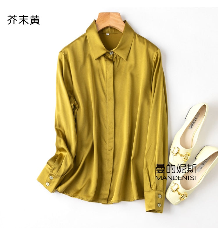 Silk Button Down Long Sleeve Shirts