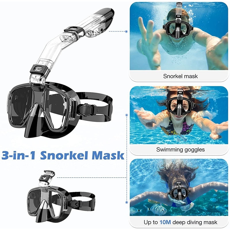Snorkel Mask Foldable Diving Mask Set