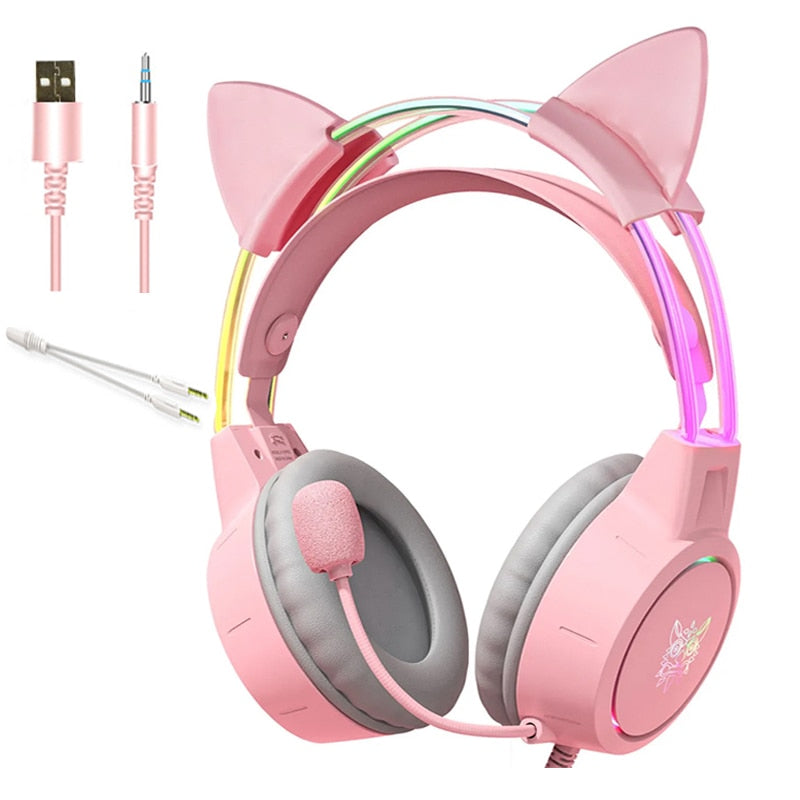 RGB Light Cat Ear Gaming Headphones