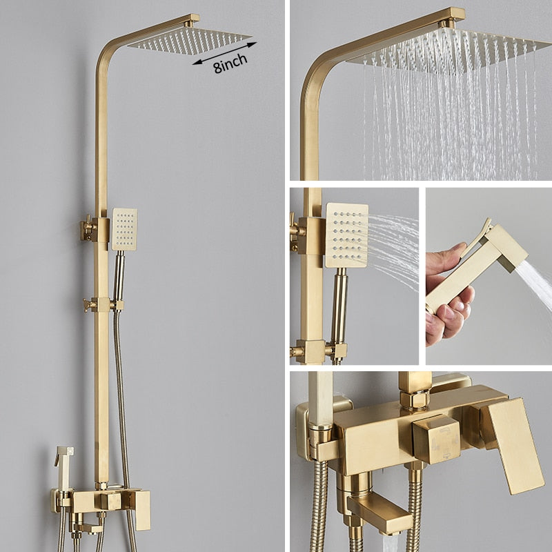 Black Chrome Rainfall Shower Faucet