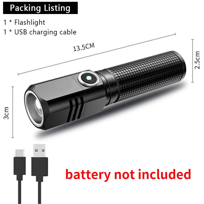 Rechargeable Mini 16340 18650 Battery Flashlight