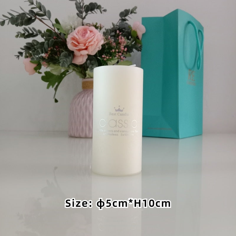 Unscented Ivory White Pillar Candles