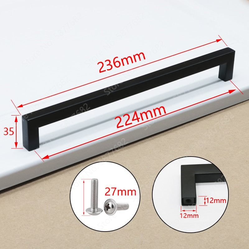 Sleek Black Square Stainless Steel Door Knobs