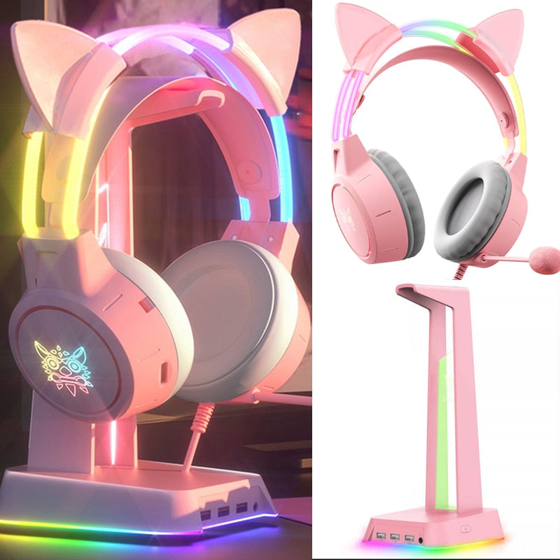 RGB Light Cat Ear Gaming Headphones