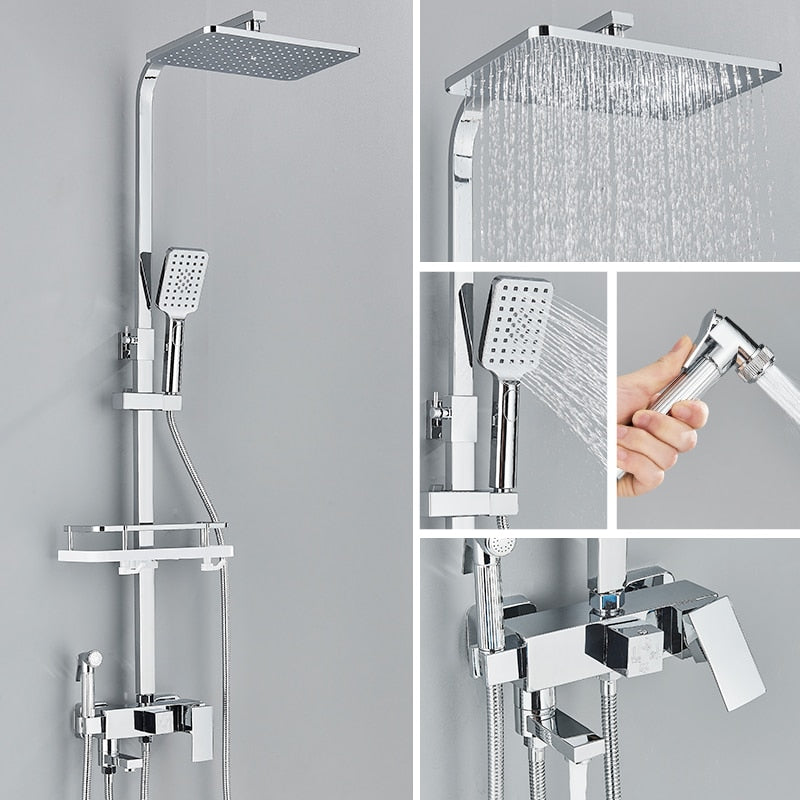 Black Chrome Rainfall Shower Faucet