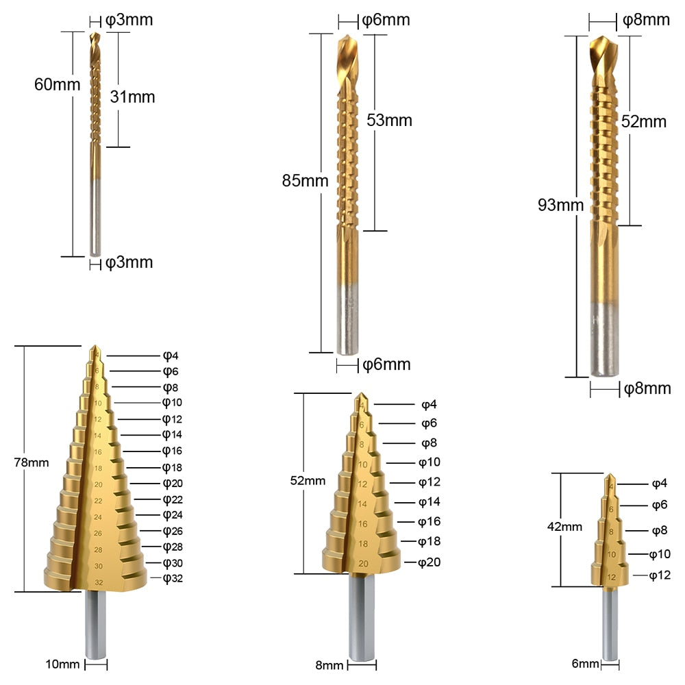 Durable Five Pears Step Drill Bit Set