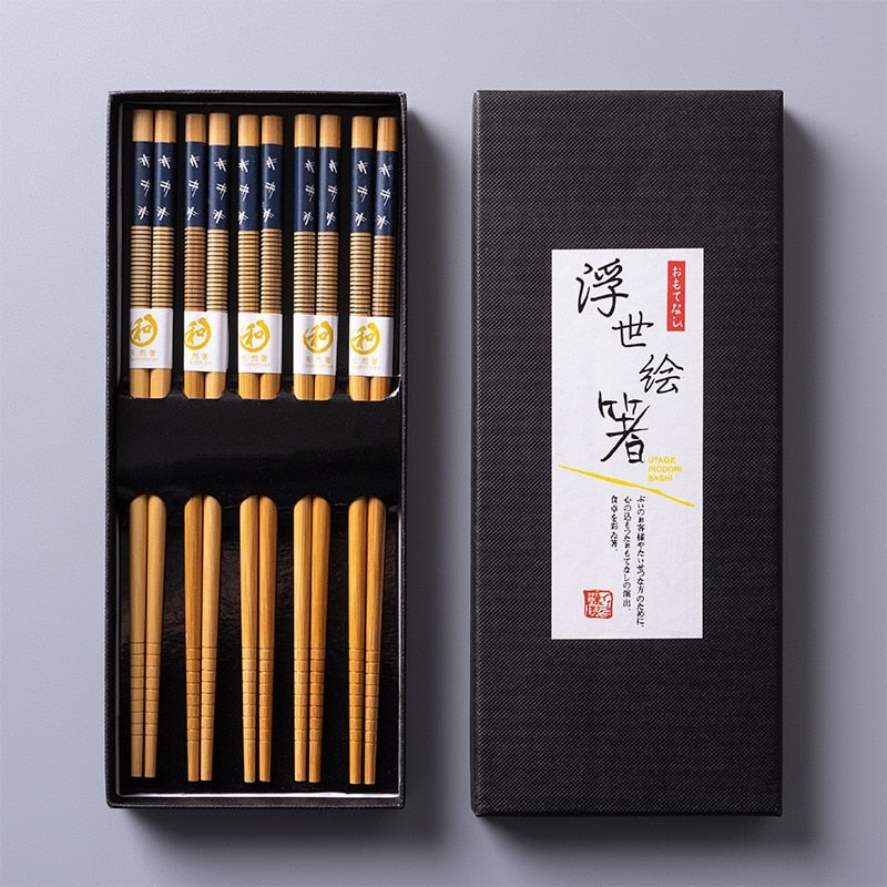 5Pairs of Japanese Non-Slip Chopsticks