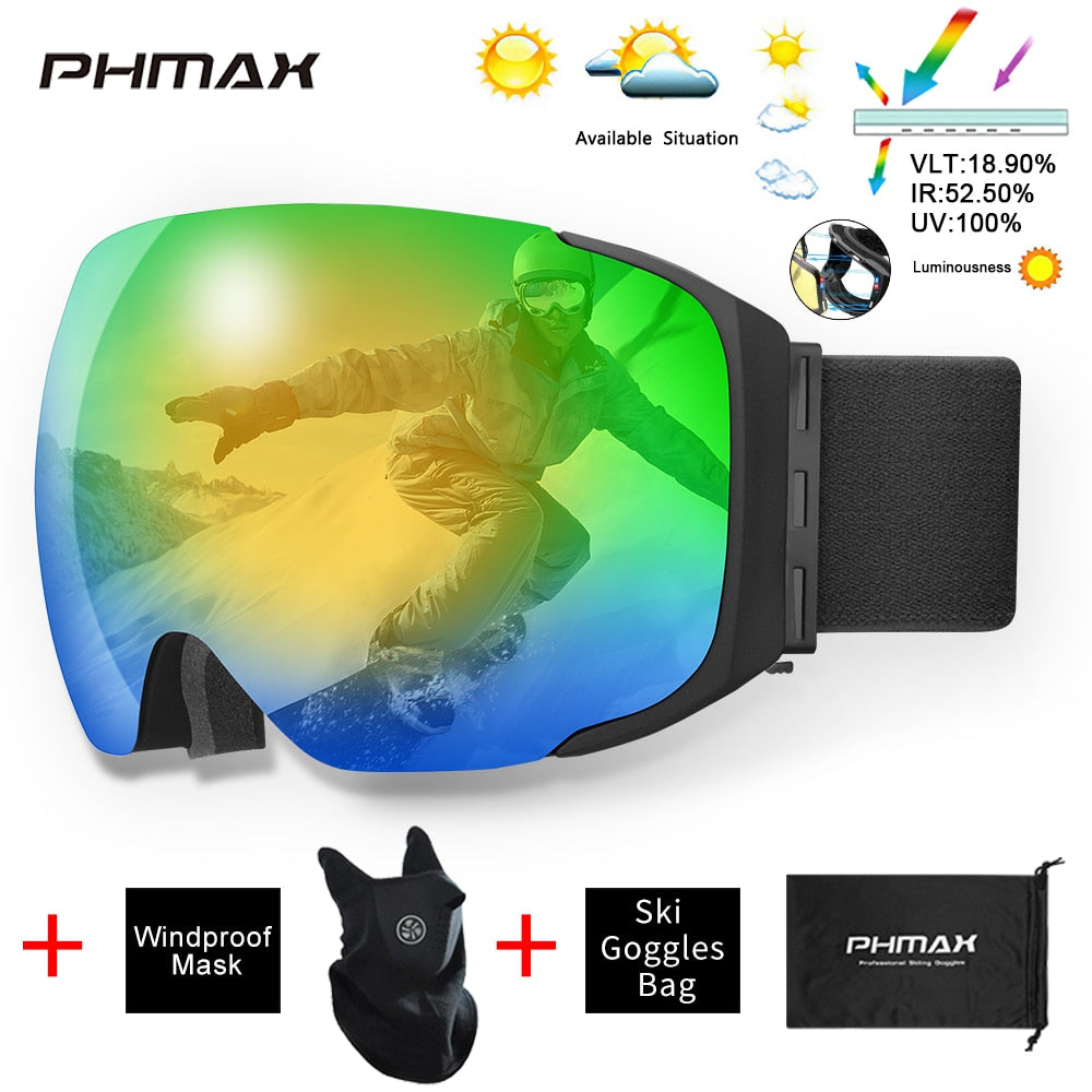 UV400 Anti-Fog Skiing Goggles
