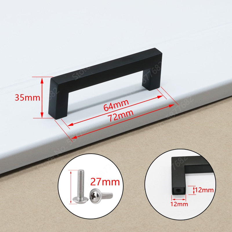 Sleek Black Square Stainless Steel Door Knobs
