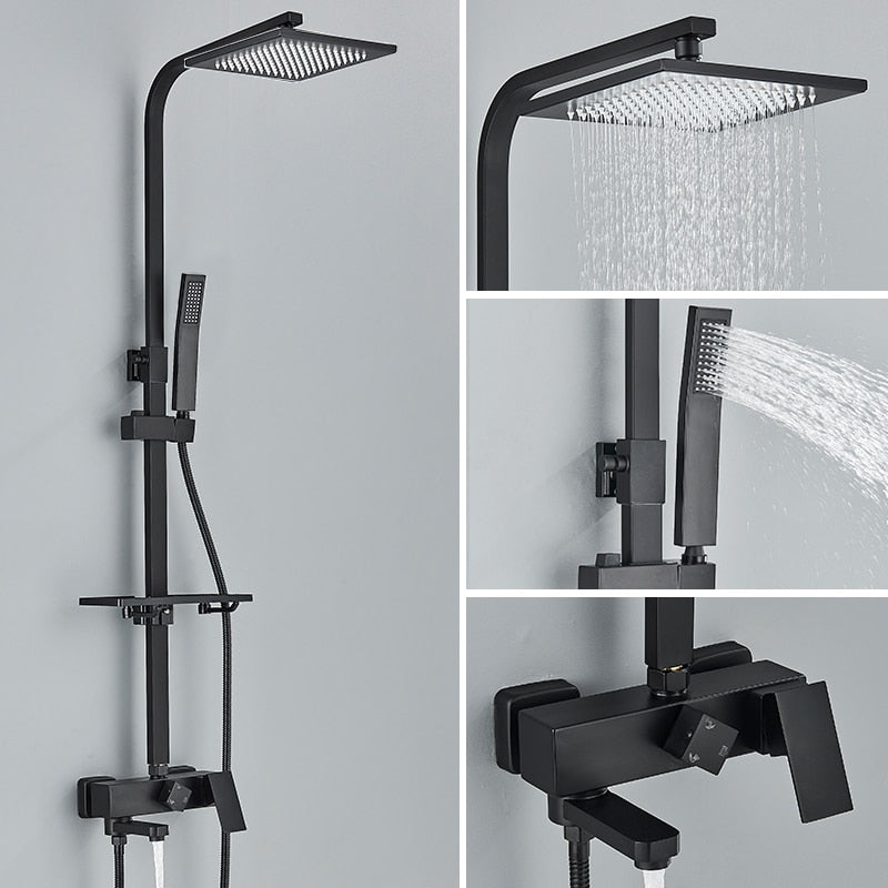Black Chrome Rainfall Shower Faucet