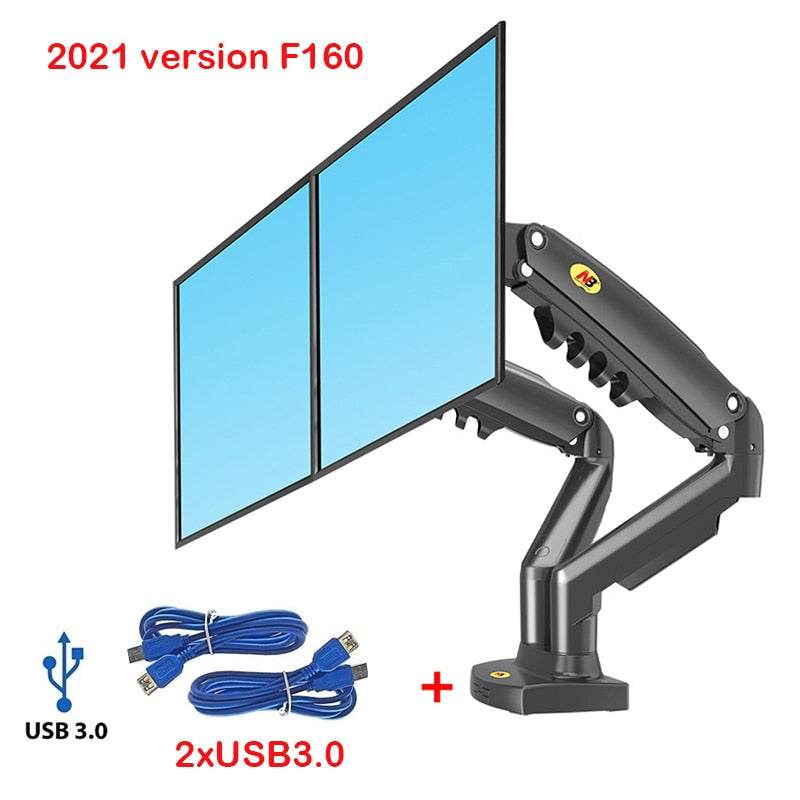 NB F160 Gas Spring Dual Monitor Arm 2 USB 3.0 Ports