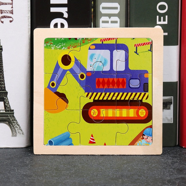 11x11cm Wooden Puzzle Cartoon Animal Collection
