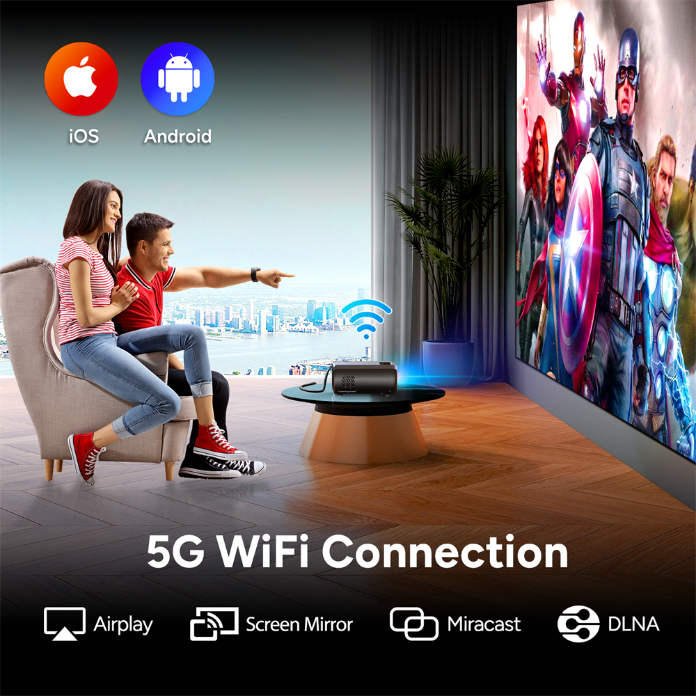 WEWATCH V50 Portable 5G WIFI Projector