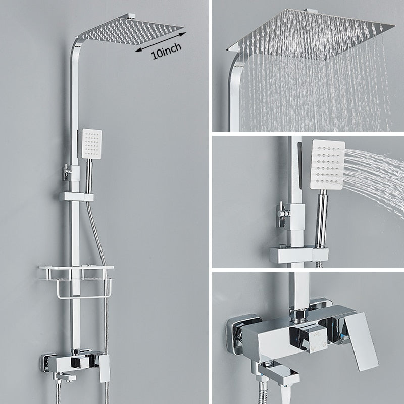 Black Chrome Rainfall Shower Faucet