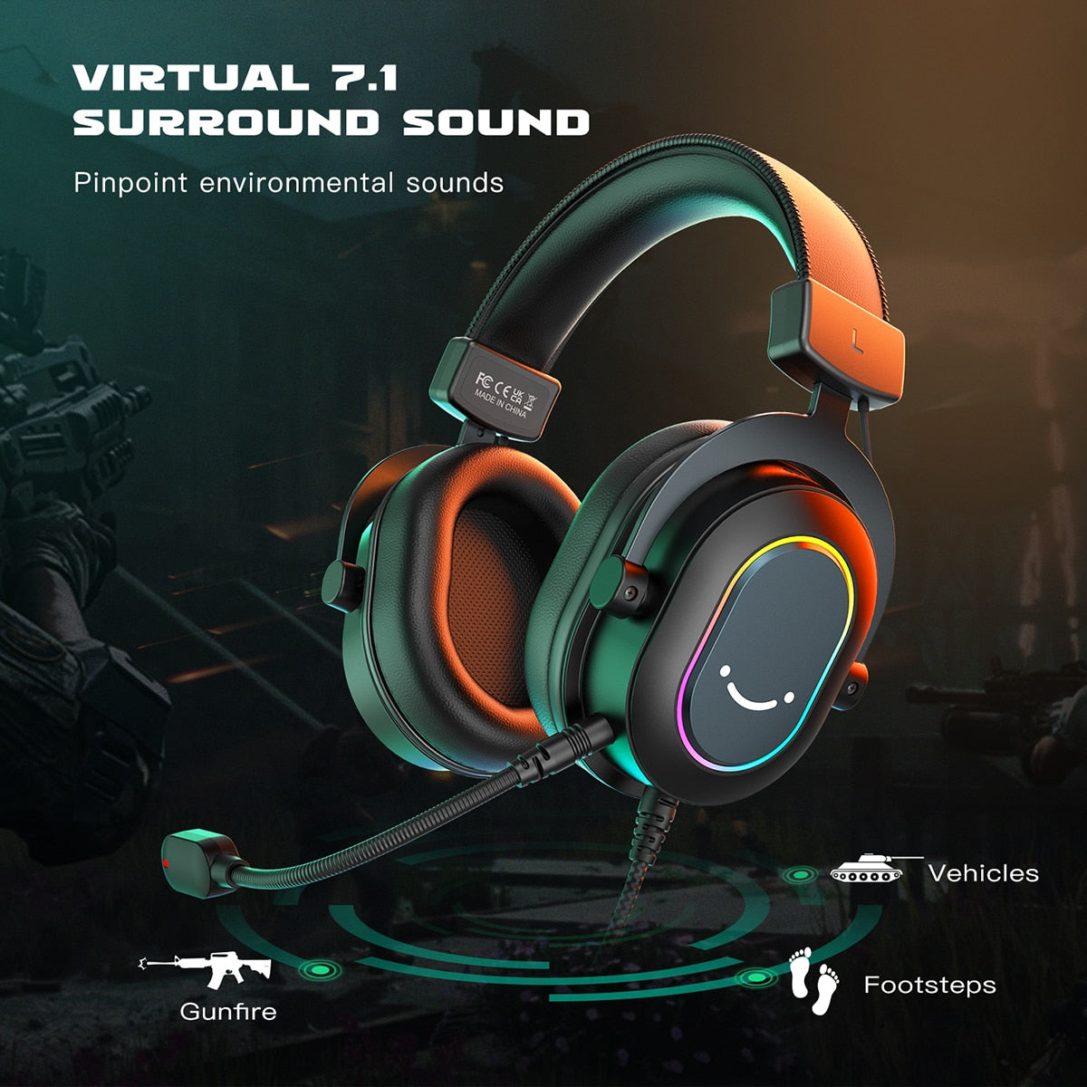 Dynamic RGB Gaming Headset with Mic