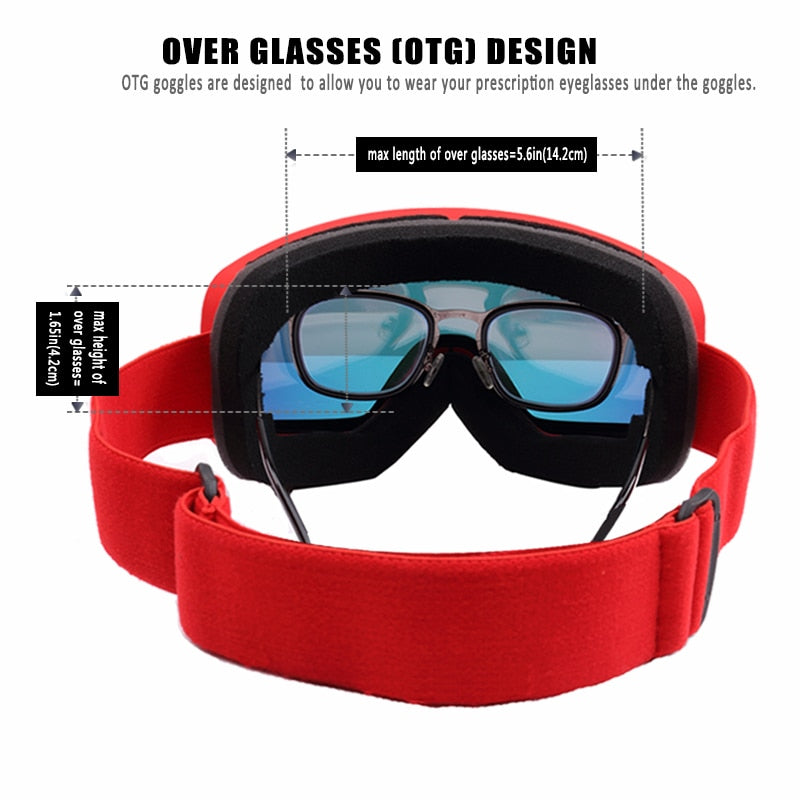 UV400 Anti-Fog Skiing Goggles