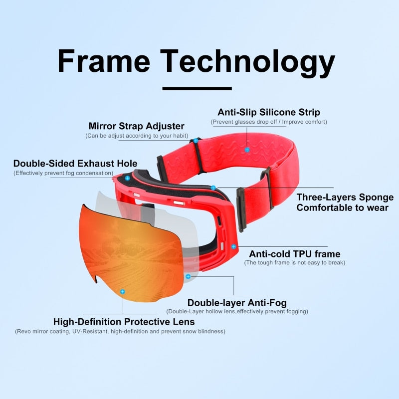 UV400 Protection Snowmobile Outdoor Skiing Glasses