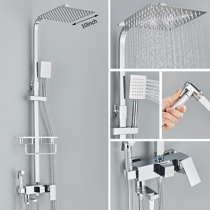 Black Chrome Rainfall Shower Faucet