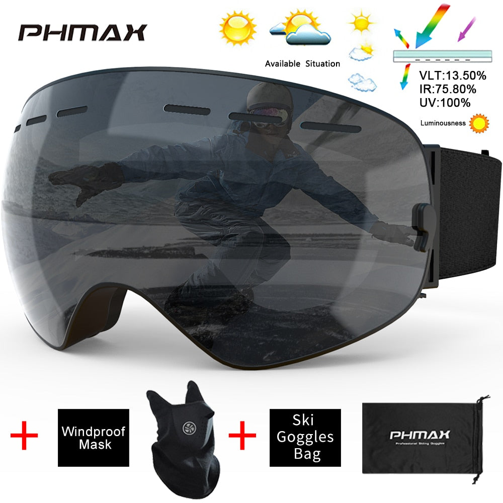 UV400 Anti-Fog Skiing Goggles